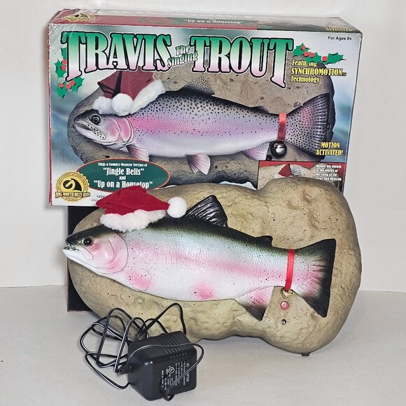 Gemmy Travis The Singing Trout Holiday Christmas Edition Animated Fish-Works! - Picture 1 of 12